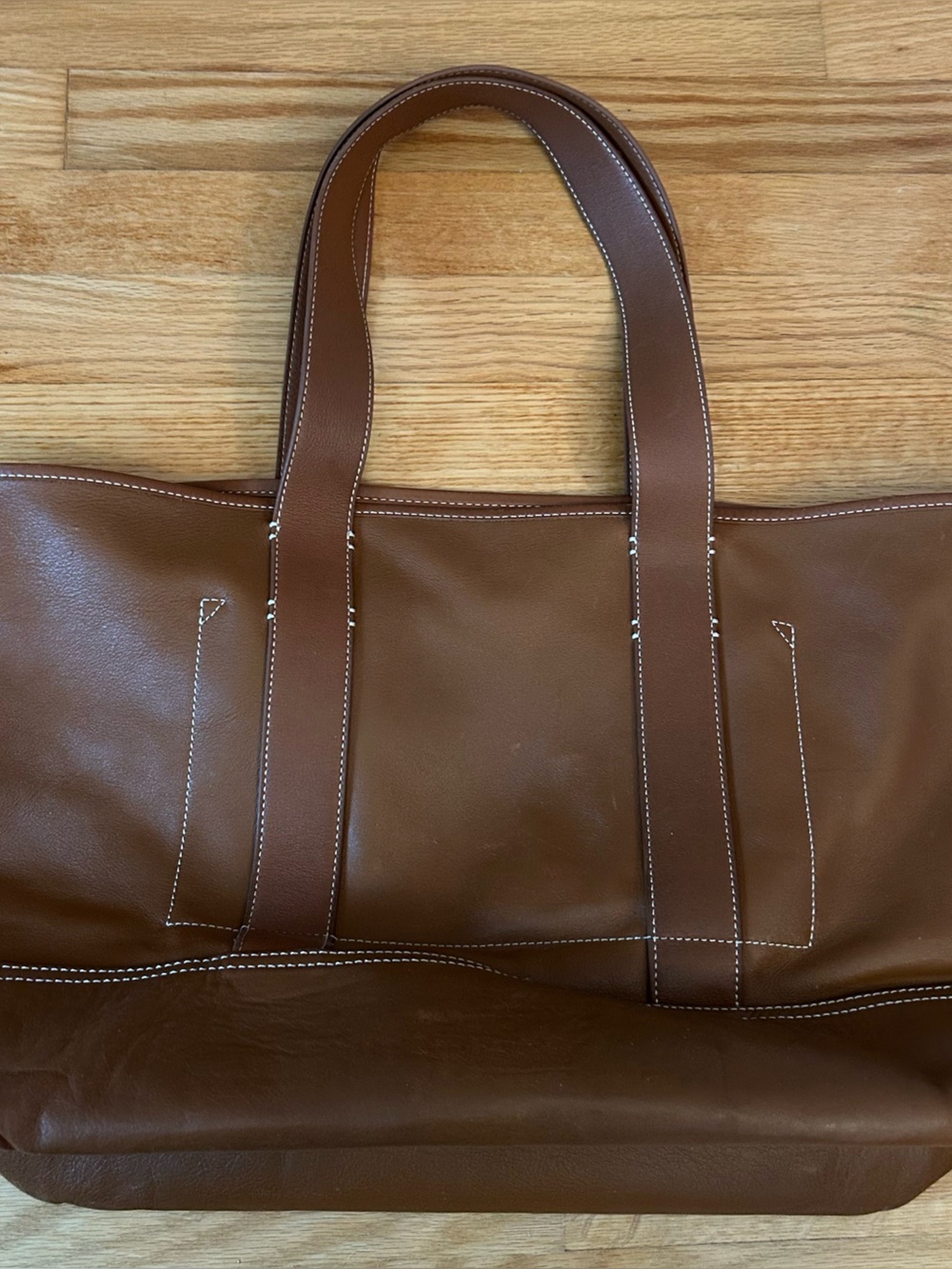 J. Crew Medium Montauk Leather Tote Bag in Rich Oak - Picture 13 of 16